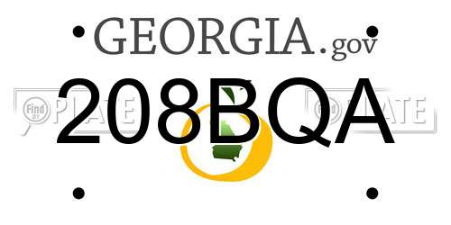 208BQA Georgia License Plate