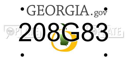 208G83 Georgia License Plate