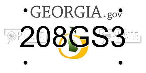 208GS3 Georgia License Plate