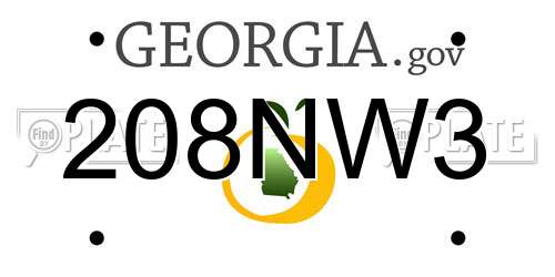 208NW3 Georgia License Plate