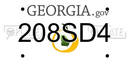 208SD4 Georgia License Plate