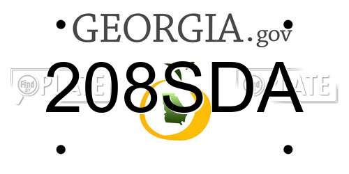 208SDA Georgia License Plate