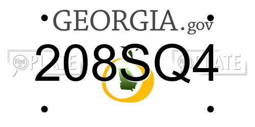208SQ4 Georgia License Plate