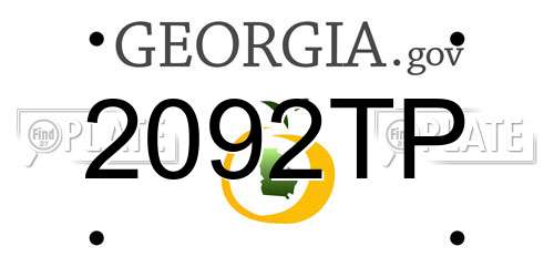2092TP Georgia License Plate