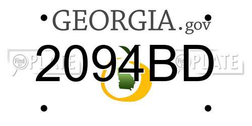 2094BD Georgia License Plate
