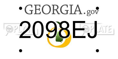 2098EJ Georgia License Plate