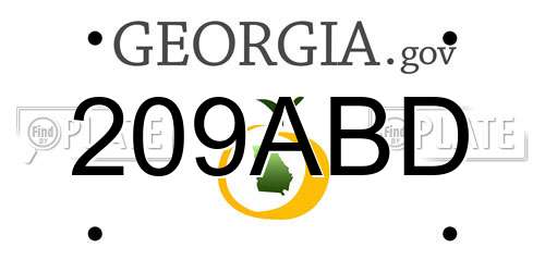 209ABD Georgia License Plate