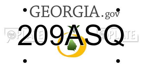 209ASQ Georgia License Plate
