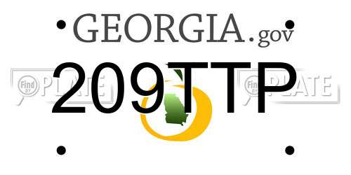 209TTP Georgia License Plate
