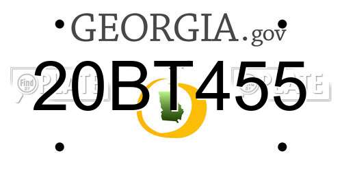 20BT455 Georgia License Plate