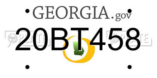 20BT458 Georgia License Plate