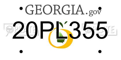 20PL355 Georgia License Plate