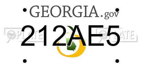 212AE5 Georgia License Plate