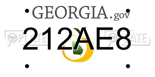 212AE8 Georgia License Plate