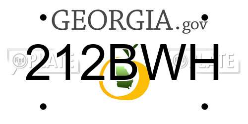 212BWH Georgia License Plate