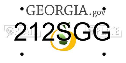 212SGG Georgia License Plate