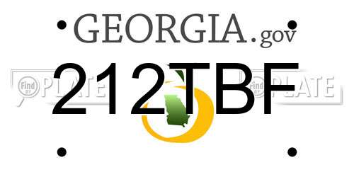 212TBF Georgia License Plate