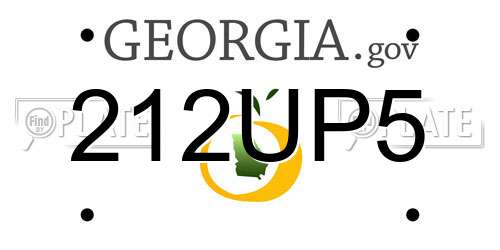 212UP5 Georgia License Plate
