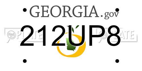 212UP8 Georgia License Plate