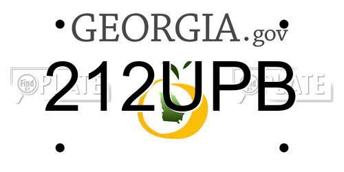 212UPB Georgia License Plate