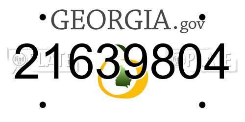 21639804 Georgia License Plate