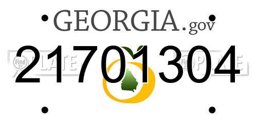 21701304 Georgia License Plate