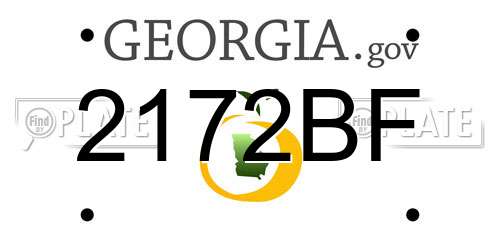 2172BF Georgia License Plate