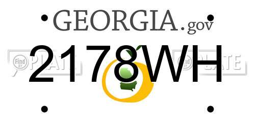 2178WH Georgia License Plate