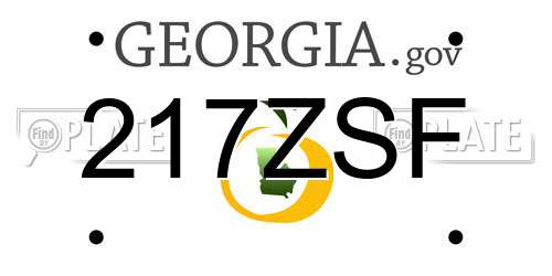 217ZSF Georgia License Plate