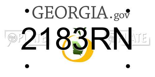 2183RN Georgia License Plate