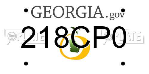 218CP0 Georgia License Plate