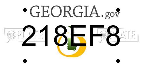 218EF8 Georgia License Plate