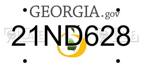 21ND628 Georgia License Plate