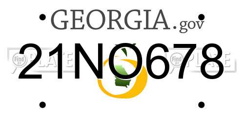 21NO678 Georgia License Plate