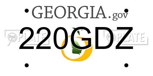 220GDZ Georgia License Plate