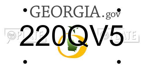 220QV5 Georgia License Plate