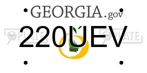 220UEV Georgia License Plate