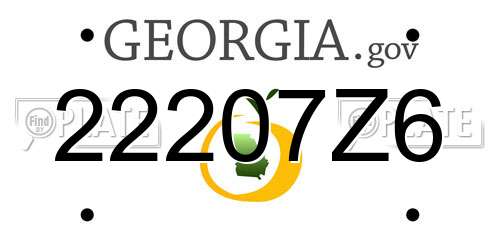22207Z6 Georgia License Plate