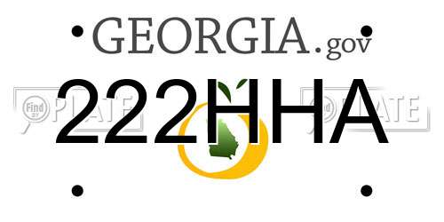 222HHA Georgia License Plate