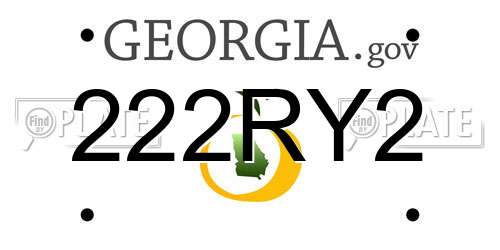 222RY2 Georgia License Plate