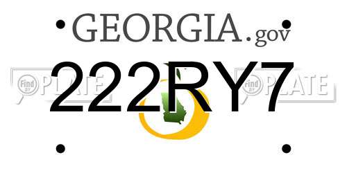222RY7 Georgia License Plate