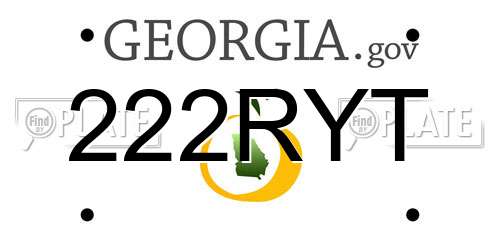 222RYT Georgia License Plate