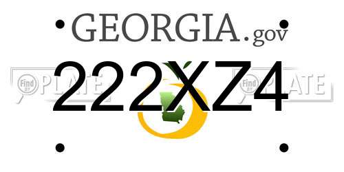 222XZ4 Georgia License Plate