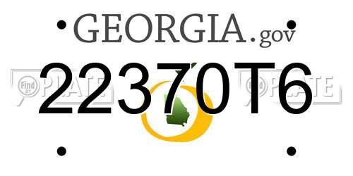 22370T6 Georgia License Plate