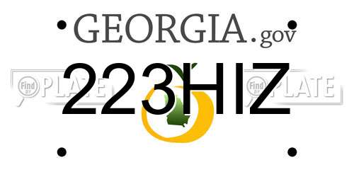 223HIZ Georgia License Plate