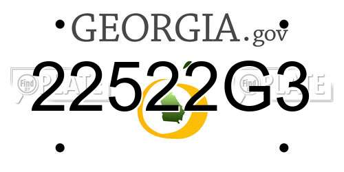 22522G3 Georgia License Plate