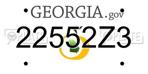 22552Z3 Georgia License Plate