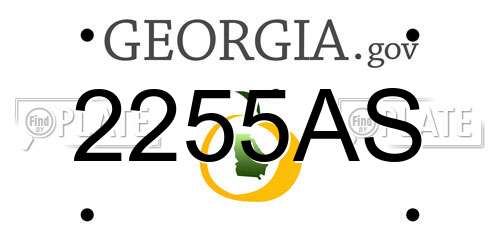 2255AS Georgia License Plate