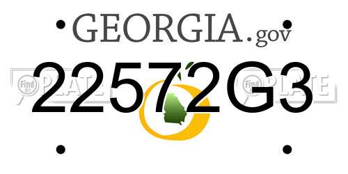 22572G3 Georgia License Plate