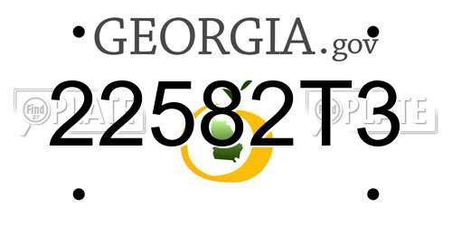 22582T3 Georgia License Plate